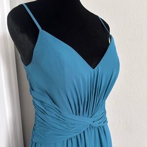 Mori Lee Teal Chiffon Bridesmaid Dress